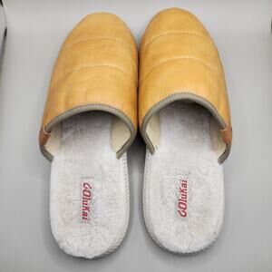 OluKai Mua Ili Mens size 11 Leather Shearling Lined Mules Slippers Shoes Sandals